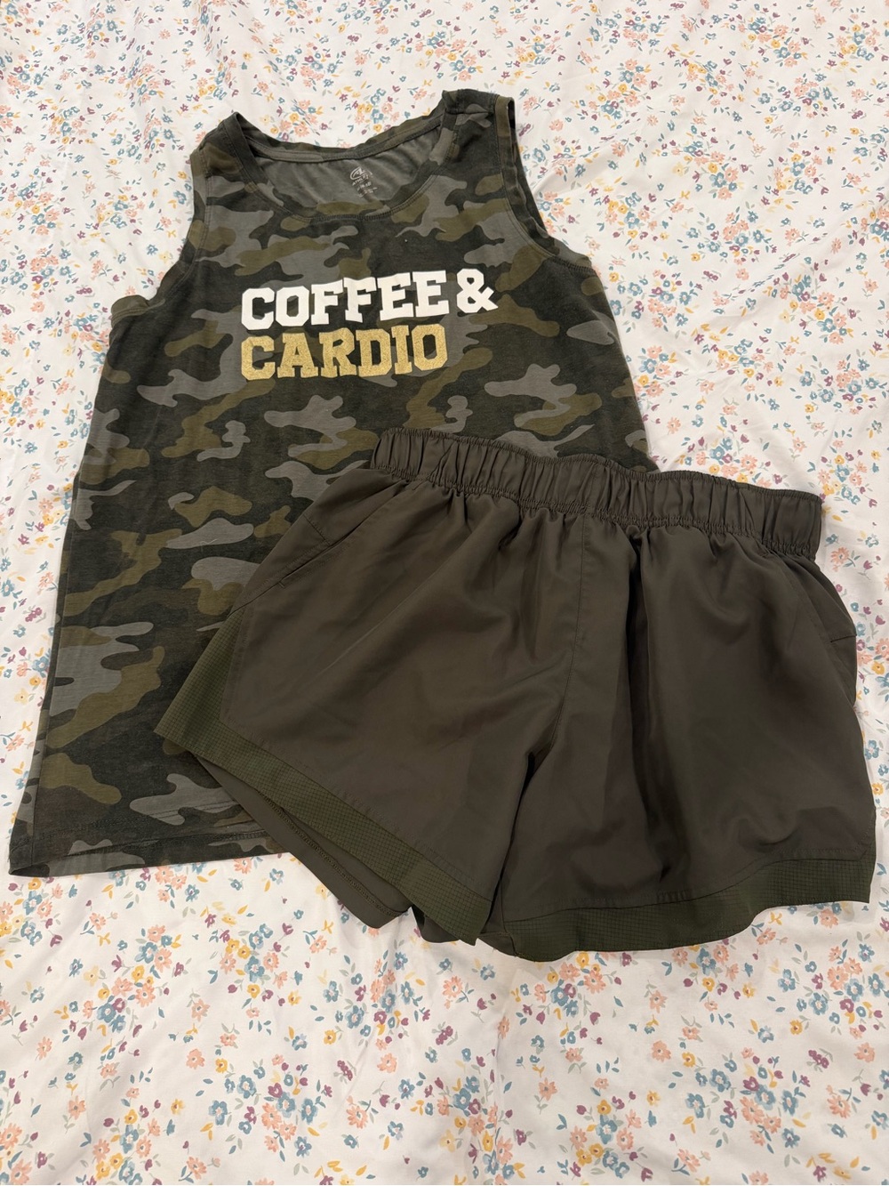 Athletic Works Olive Green Women's Athletic Shorts Set